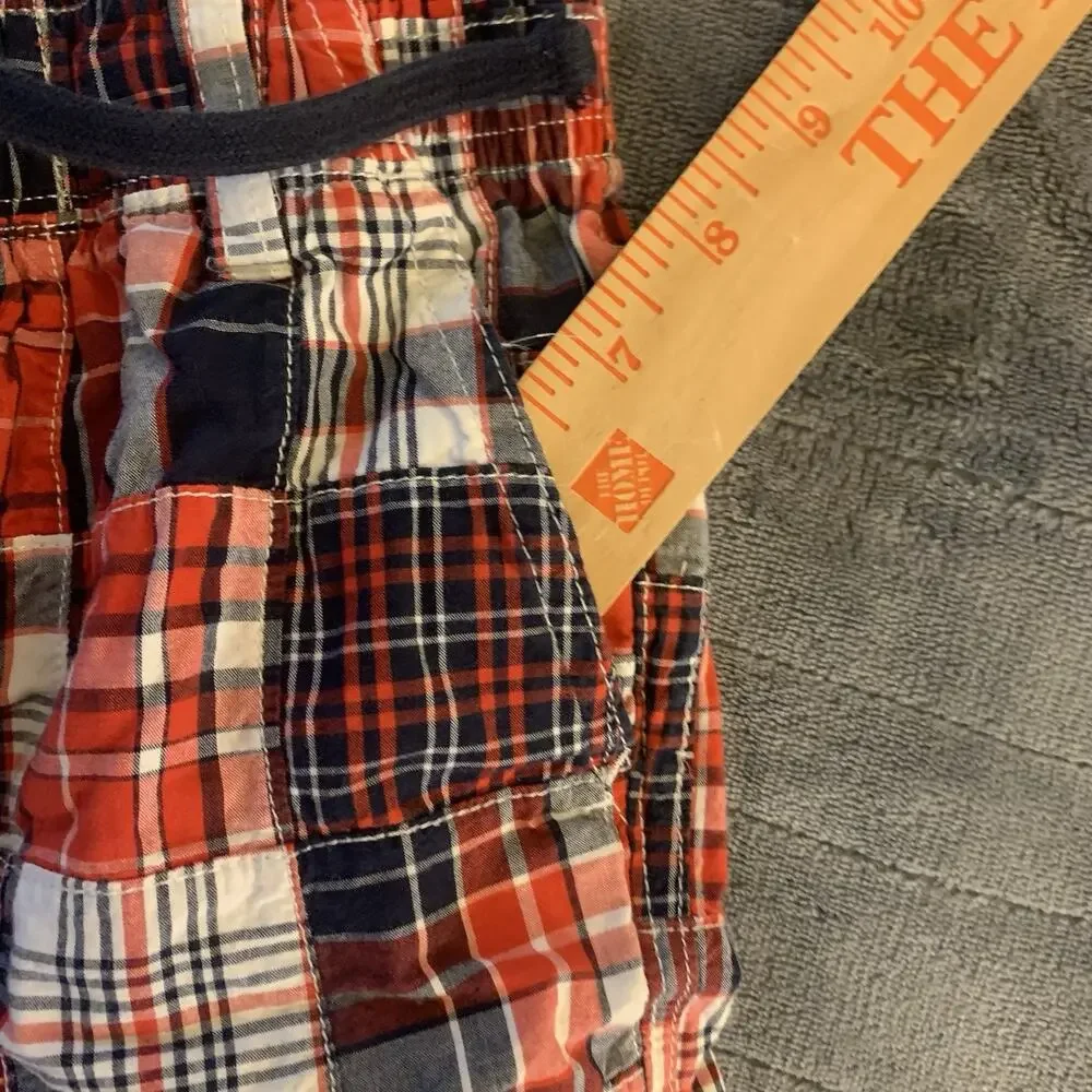 Gymboree Patchwork Plaid Madras Bermuda Shorts Boy’s Size 7 Patriotic Colors